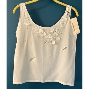 VTG Paul Alexander Silk Tank Top Boho Coachella Beads Cut Outs Hand Made NEW Tag